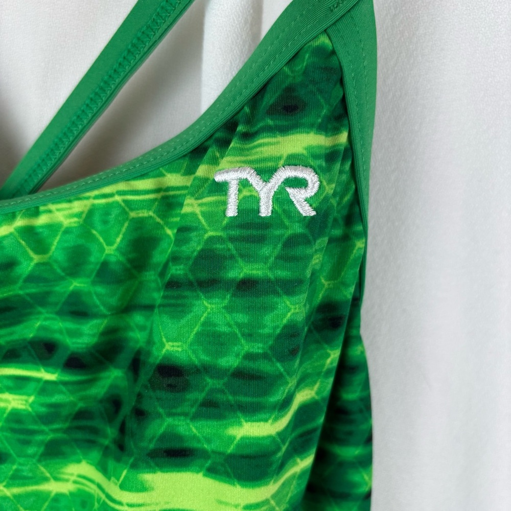 CLEARANCE TYR Green One Piece Racing Swimsuit Sz 40 - Picture 3 of 6